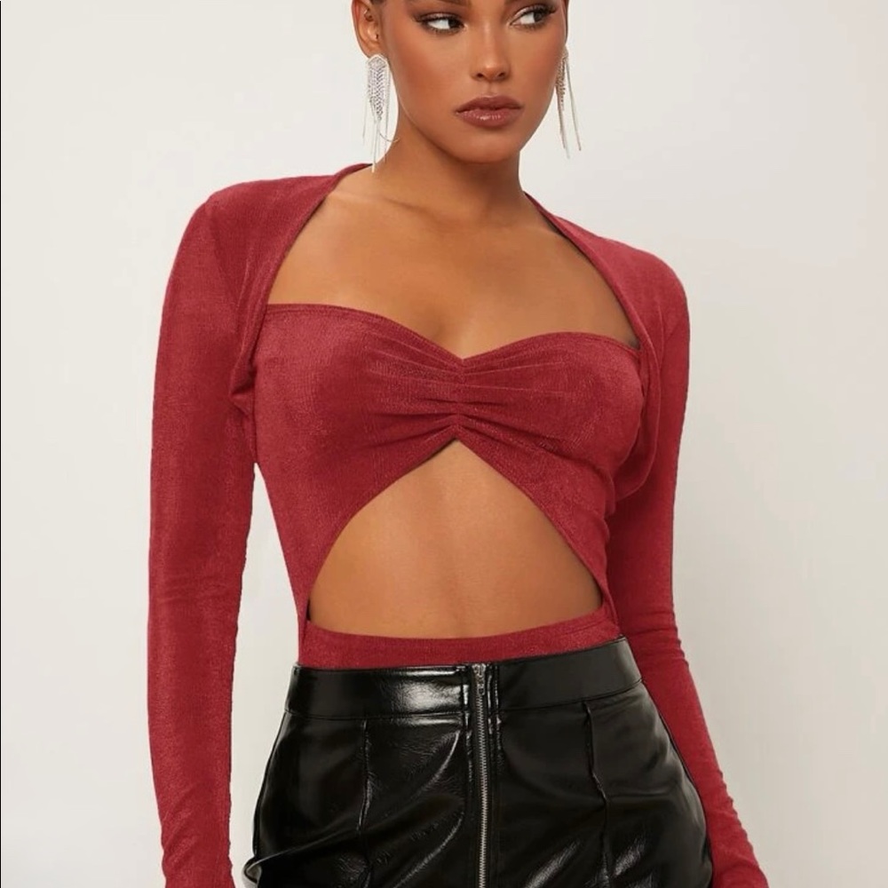 Red Cut Out Bodysuit (NWT)